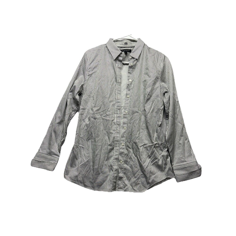 Banana Republic Riley Shirt Size 8 Black White Stripe Cotton Button Up Dress